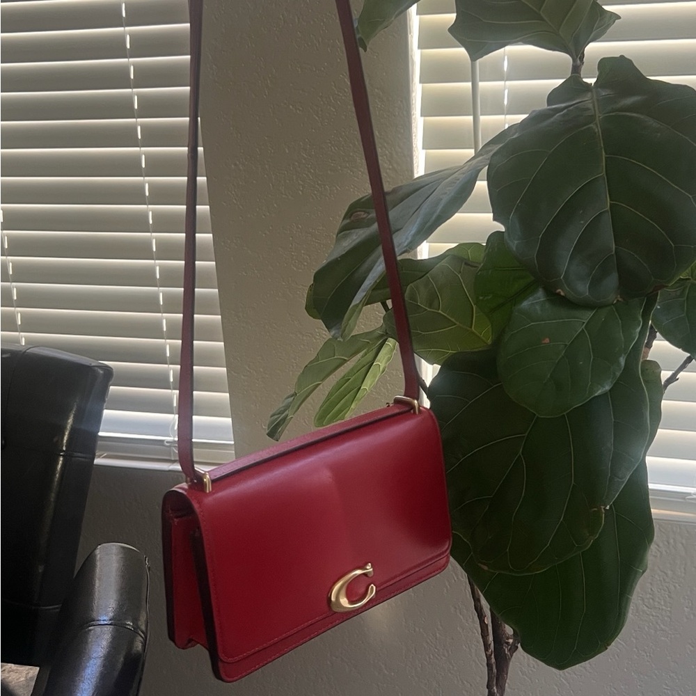 Coach Red bandit cross body Leather Shoulder Bag with Chain Strap